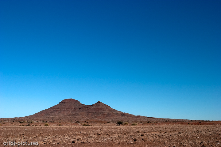 *Rote Berge ...*<br><br>und dürres Gras zeichnen das Kaokoveld aus.<br><br>